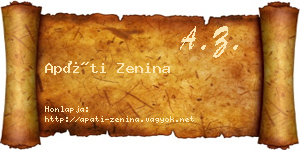 Apáti Zenina névjegykártya